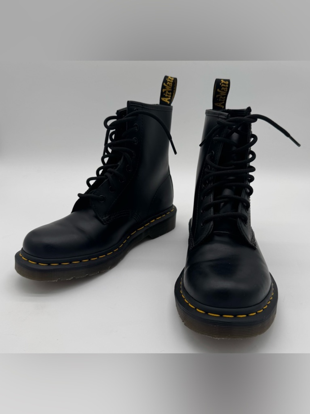 Dr. Martins 1460 Black Smooth Leather Lace Up Boots US Ladies Size 7 - New!!!!!